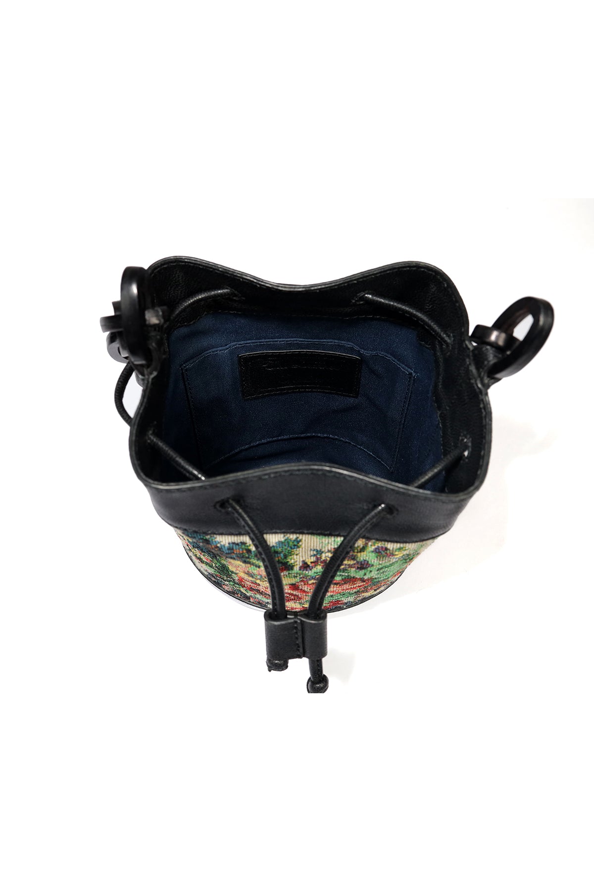 Lilac-Vintage Black Leather Bucket Bag