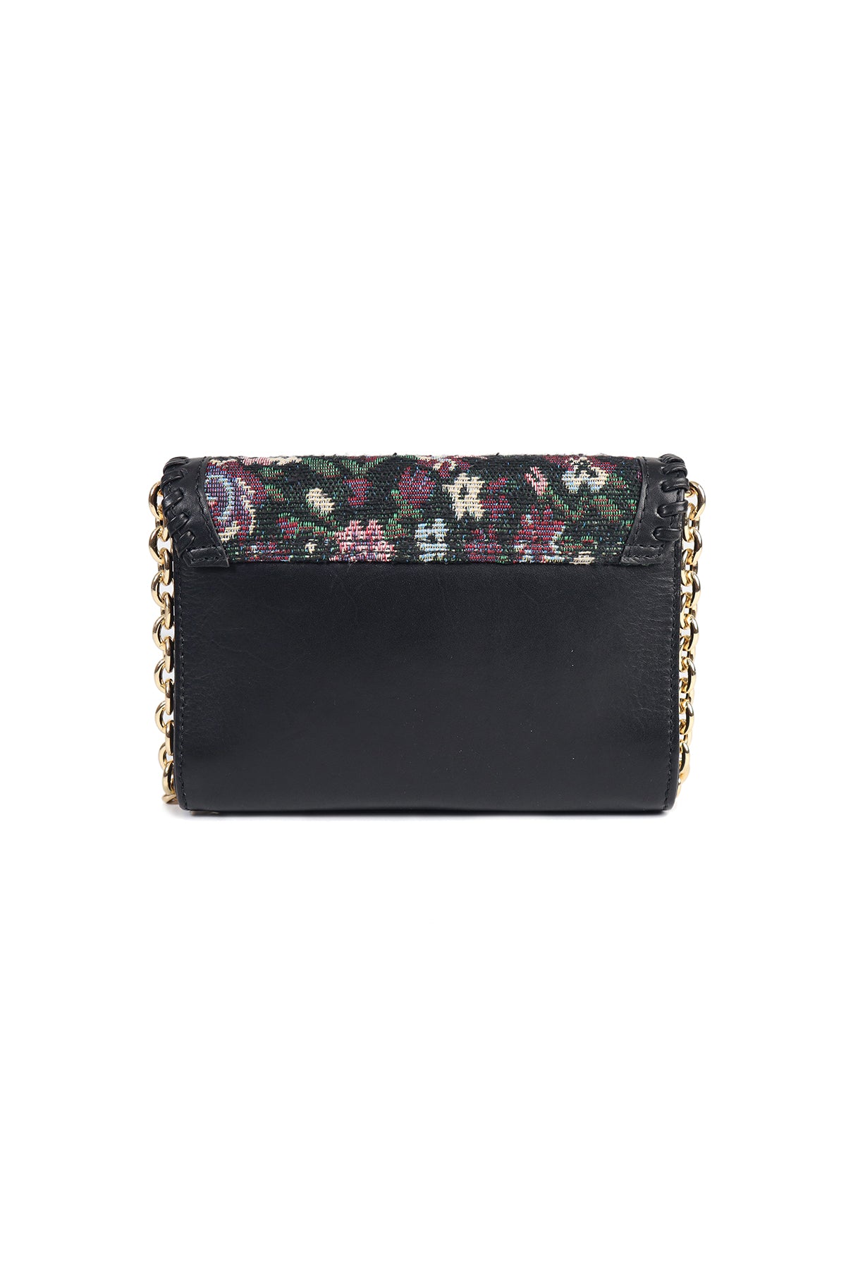 Peony-Black Leather Shoulder Bag