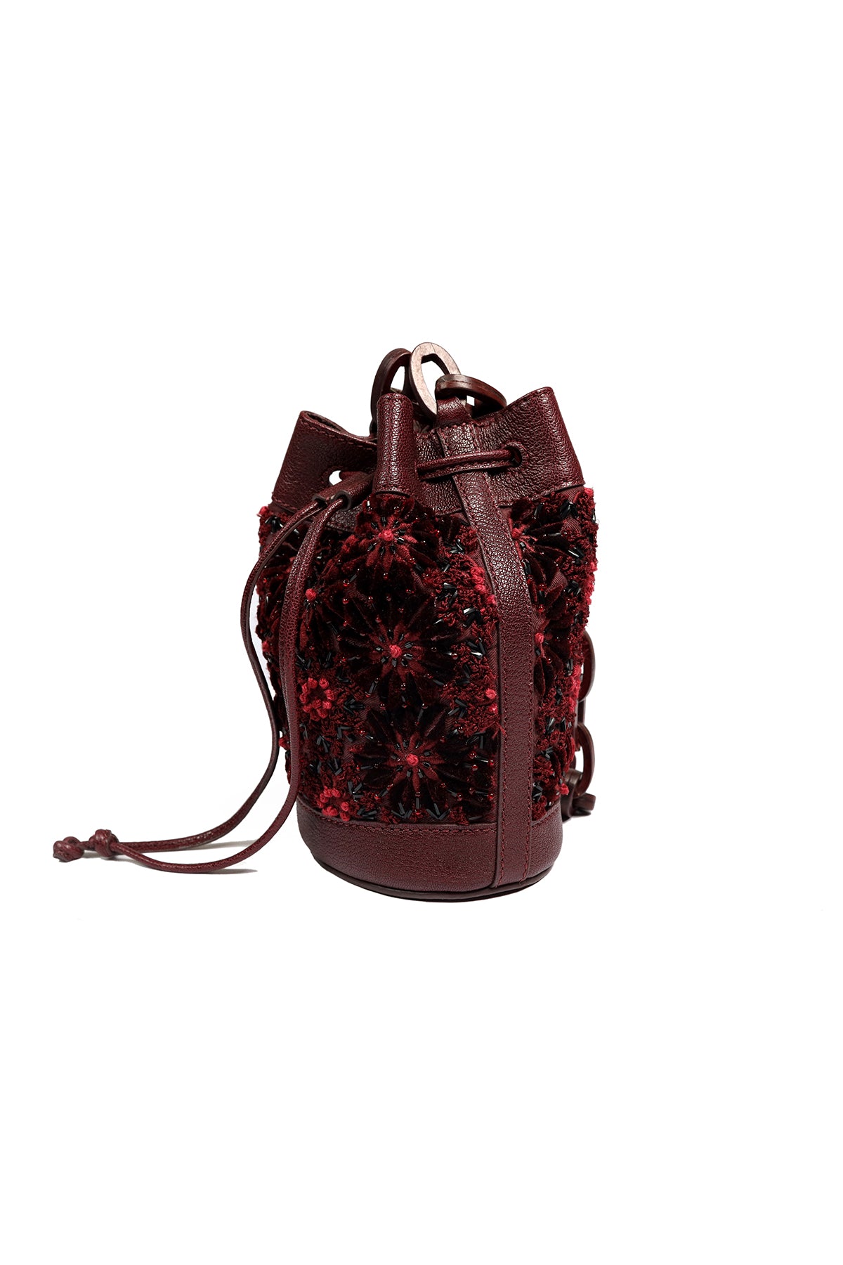 Lilac-Sangria Leather Bucket Bag
