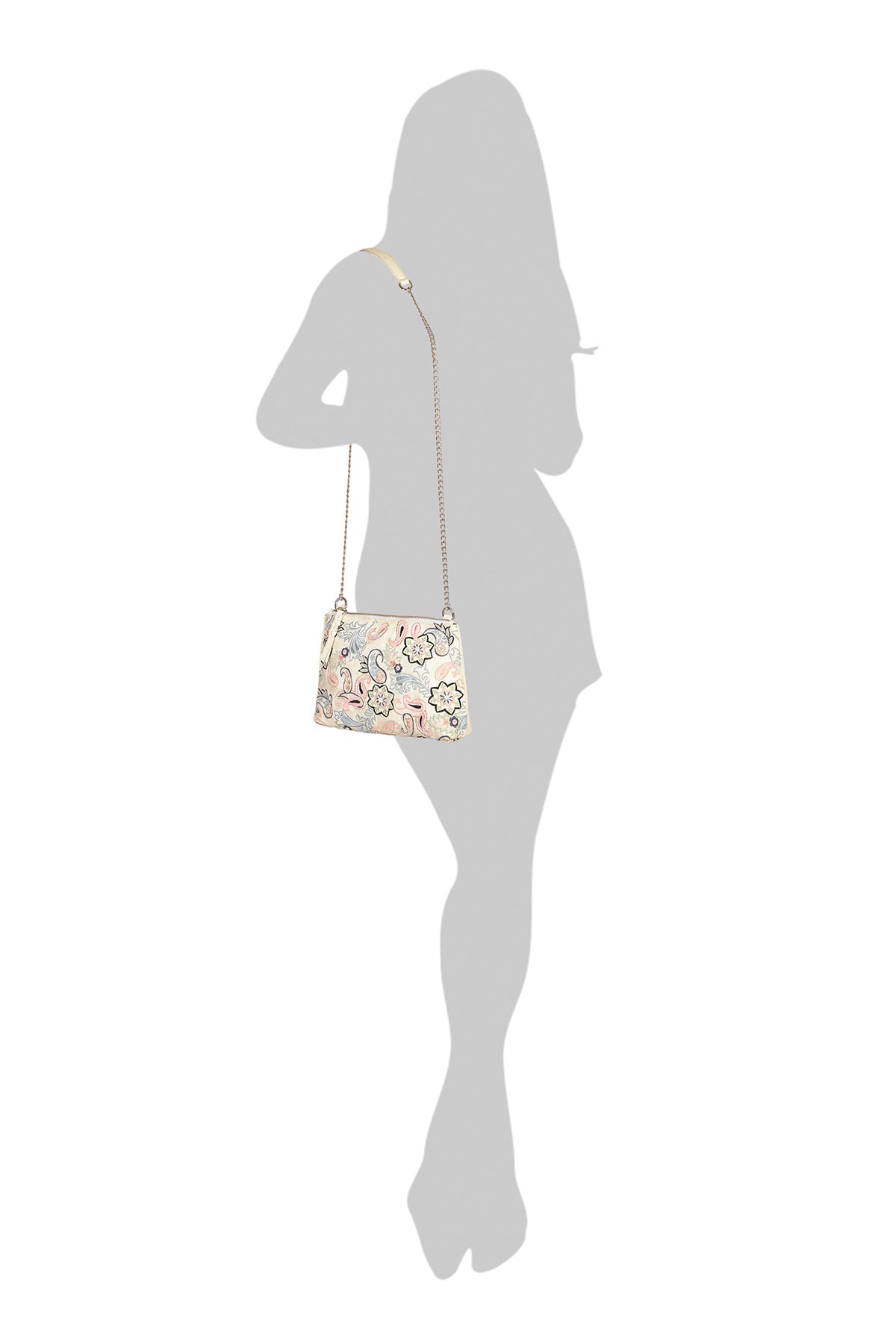 Carnation Embroidered Ivory Shoulder Bag