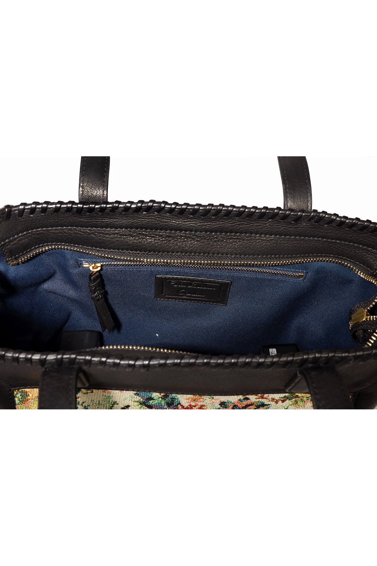 Pansy-Vintage Black Leather Tote Bag