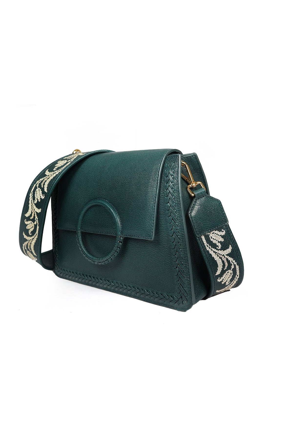 Geranium-Forest Green Leather Shoulder Bag