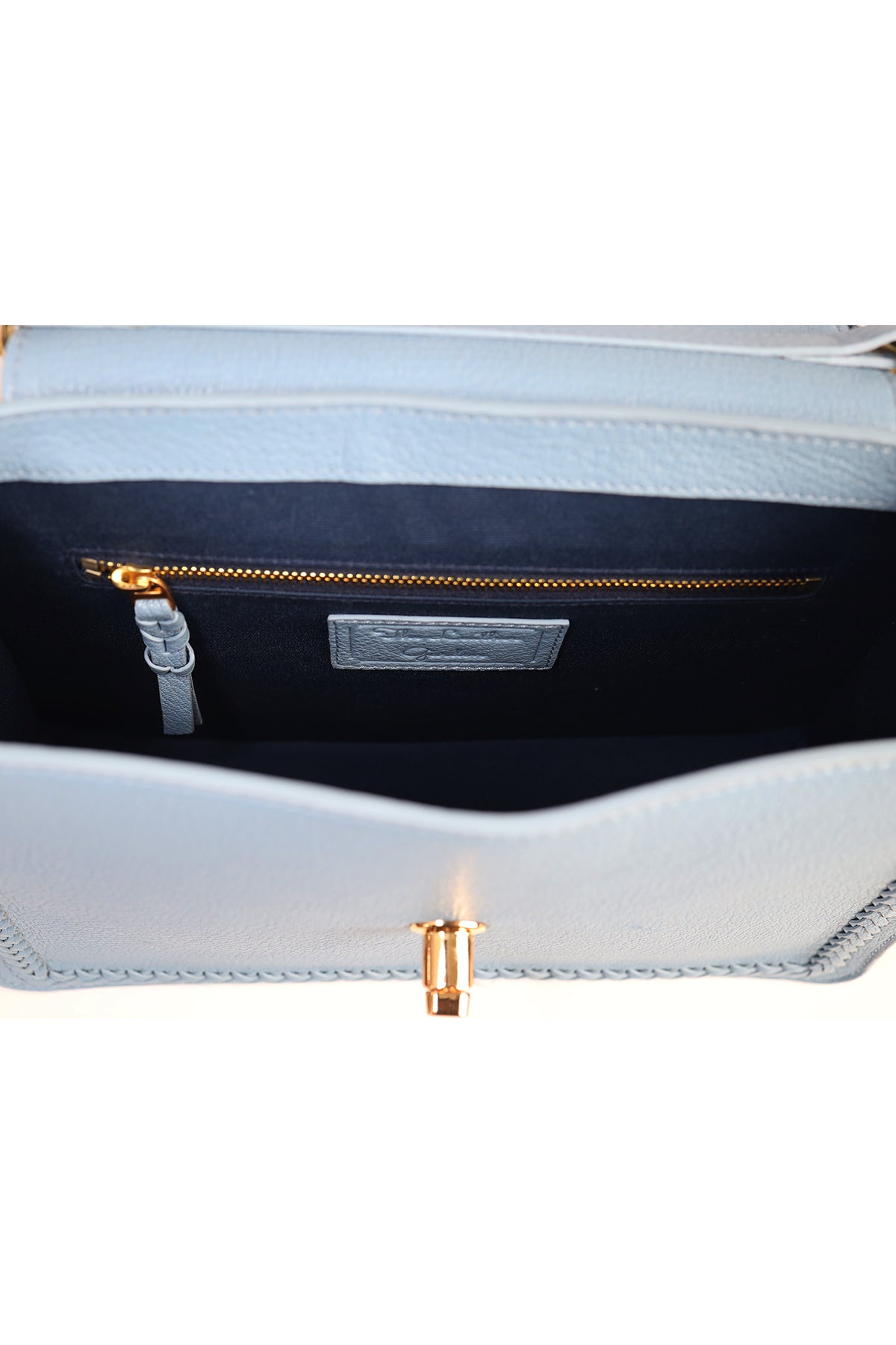 Geranium-Powder Blue Leather Shoulder Bag