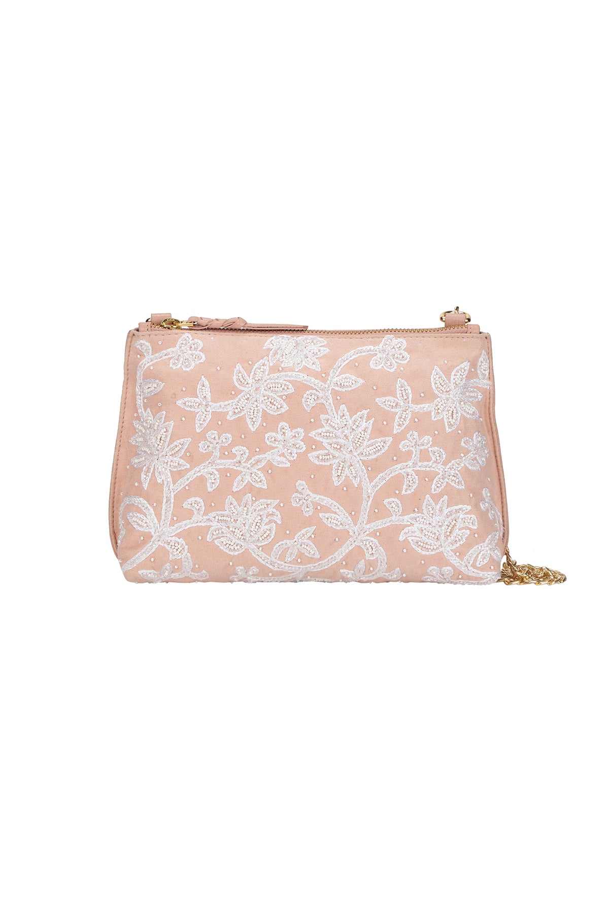 Carnation Embroidered Peach Shoulder Bag