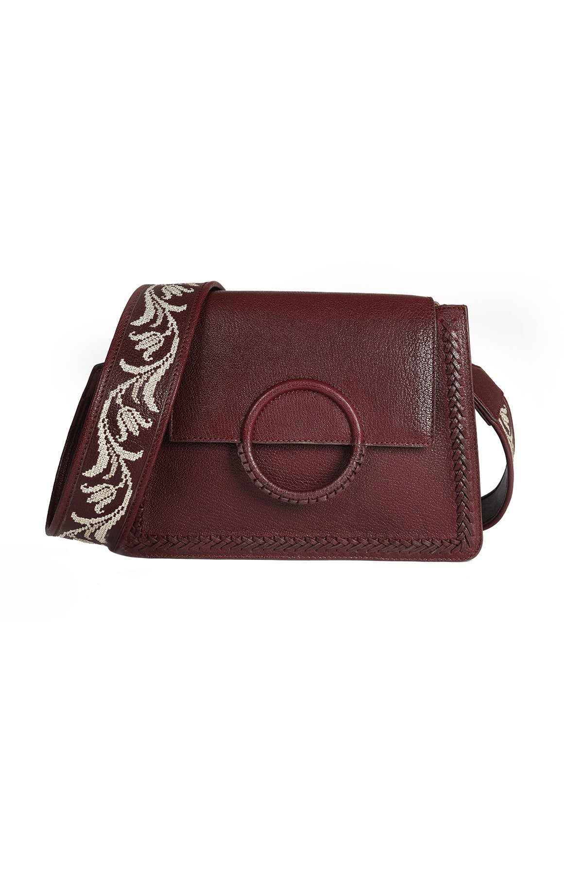 Geranium-Sangria Leather Shoulder Bag