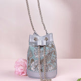 Sage Leather Mini Bucket Bag