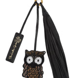 Owl Leather Charm - Black