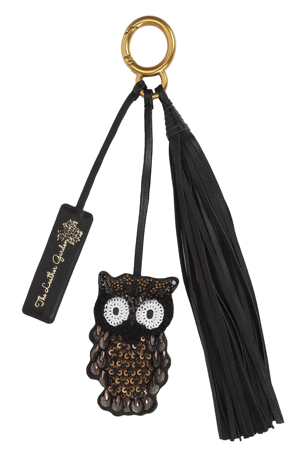 Owl Leather Charm - Black