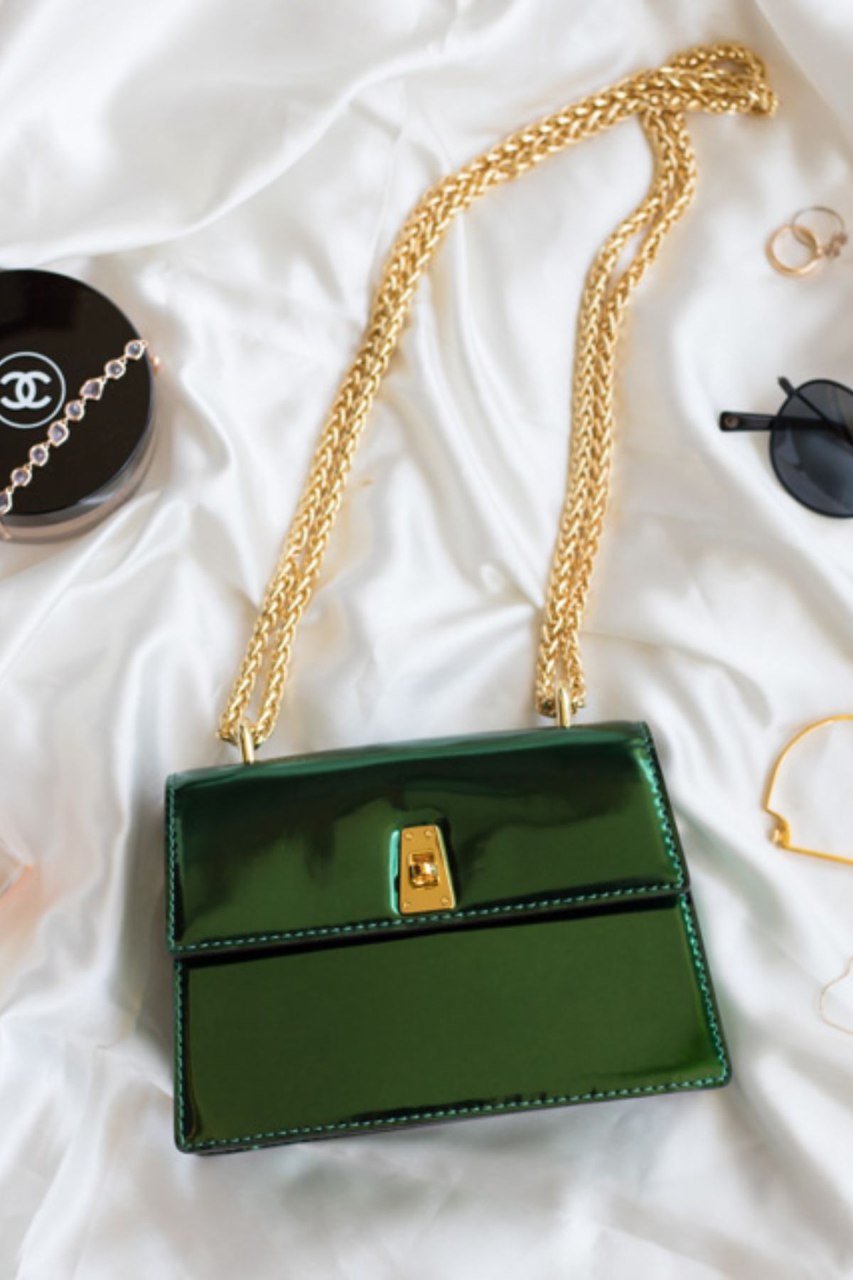Primrose-Emerald Leather Shoulder Bag