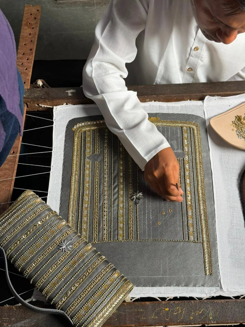Hand embroidery in the workshop